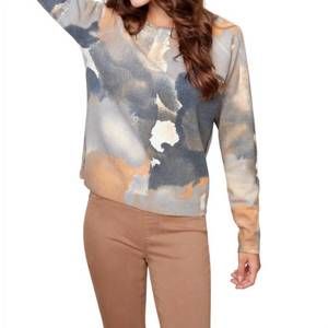 NEW CHARLIE B reversible print sweater in chestnut